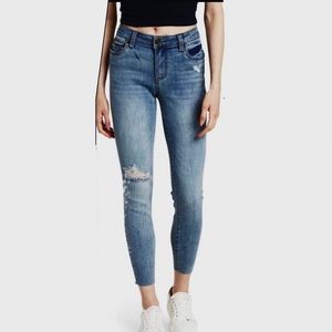 KUT From the Kloth Carlo High Rise Skinny Ankle Jeans, Deconstructed, Size 10